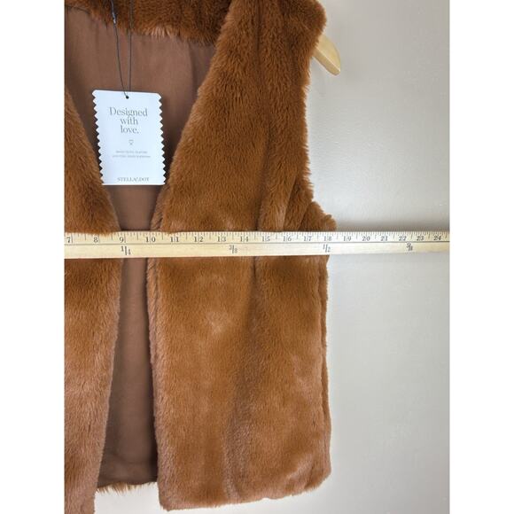 Stella & Dot Soft Faux Fur Vest Women XS Rusty Brown NWT Cozy Open Front - Picture 11 of 11